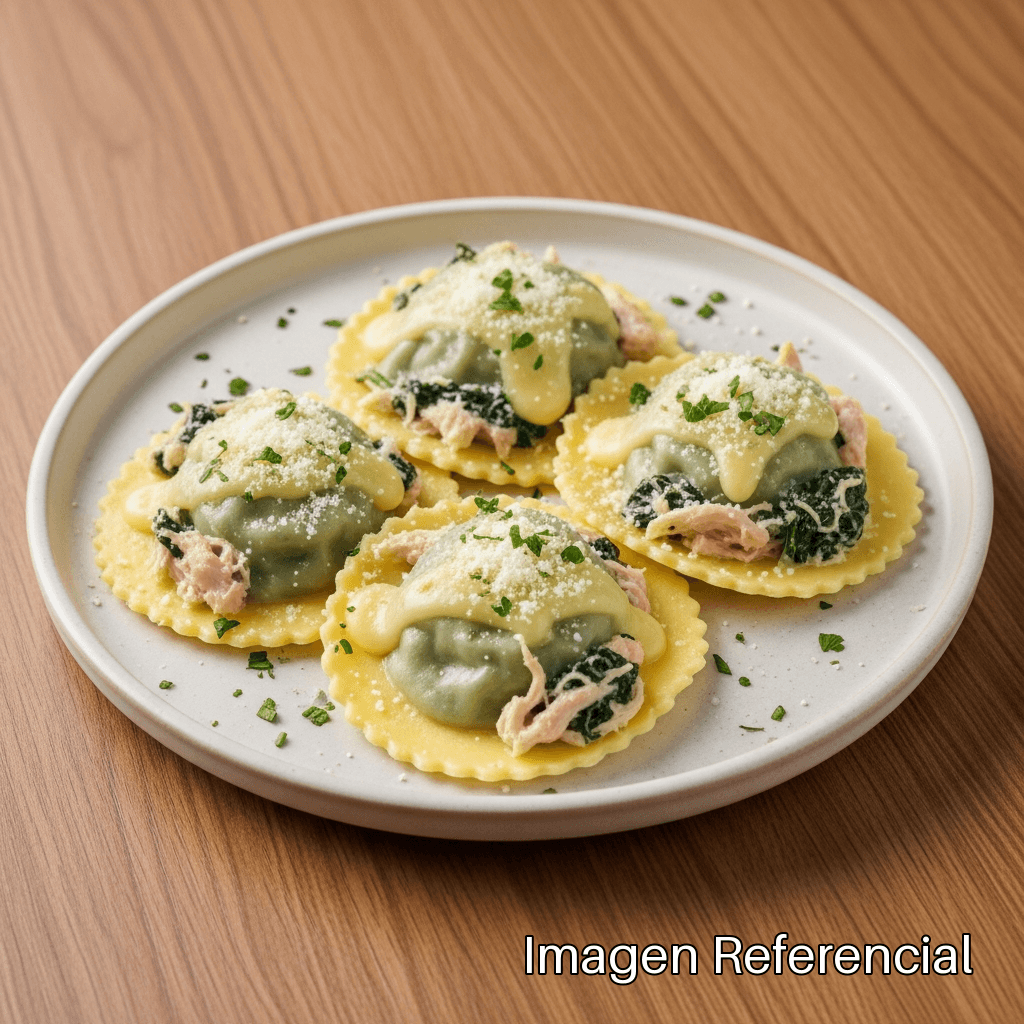 Ravioli de Verdura y Pollo con Salsa