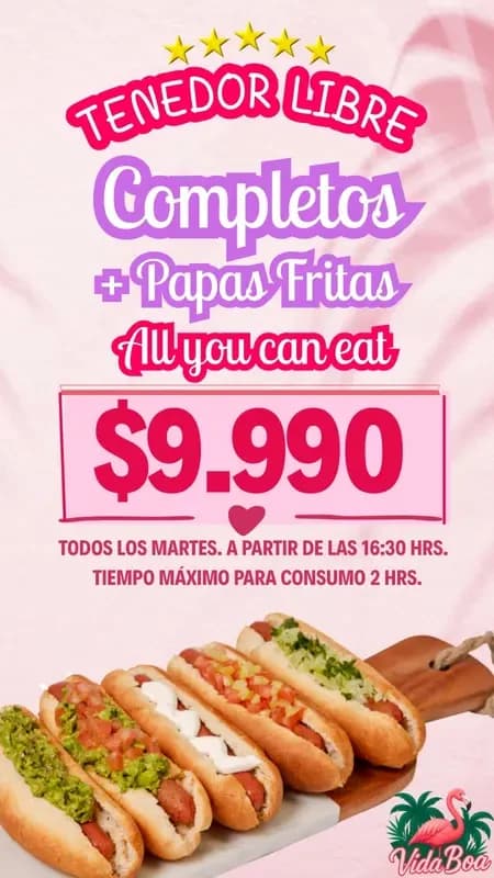 Tenedor libre completos y papas fritas