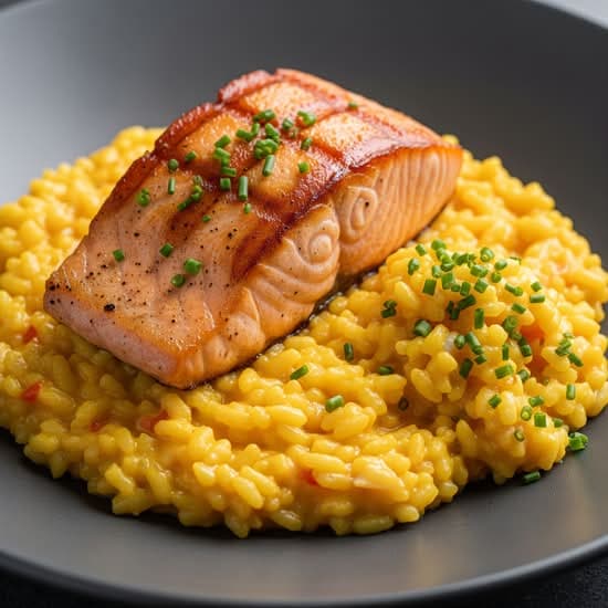 Risotto a la Huancaína con Salmón a la Plancha